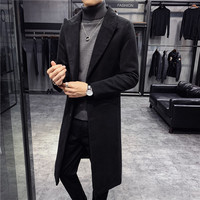 Jesień/zima nowy brytyjski styl stałe średniej długości wełniane dla mężczyzn wełniana kurtka mężczyźni Slim Fit trencz biznes płaszcz mężczyzna S-4XL 1
